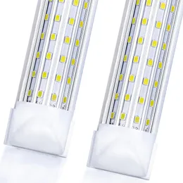 2021 LED Shop Light, 4FT 8FT 144W 14500LM 6000K, Cold White, U Shape, Clear Cover, Hight Output, Linkable Shop Lights, T8 LED Tube Lights,