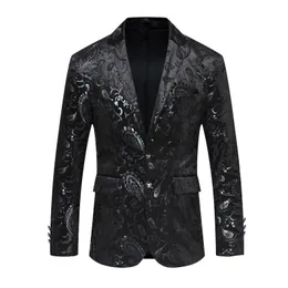 Black Blazer Men High Quality Slim Fit Suit Jacket Fashion Casual Man Chic Groom Singer Costume Formell aftonklänning 220310