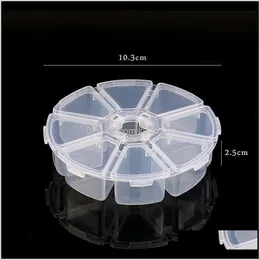 6 Slots/8 Slots Round Compartment Plastic Storage For Beads Earrings Adjustable Jewelry Container Transparent Box Case Wmtrfb Nvkbw Vwxs0