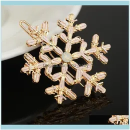 Hårsmyckenklipp Barrettes Pinksee Delicate Fashion Rhinestone Snowflake Clip Women Bridesmaid Wedding Prom Party Hairpins Jewelry D