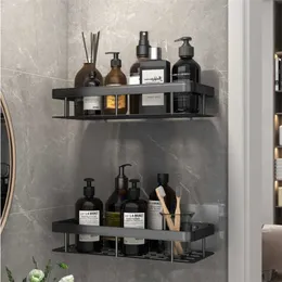 Bathroom Shelf Space Aluminum Wall-Mounted Suction Cup Triangle Basket Shower Rack Square Thickened Accessories 211112