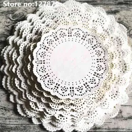 100pcs Multiple sizes White Round Lace Paper Doilies Doyleys Vintage Coasters Placemat Craft Wedding Christmas Table Decoration 210817