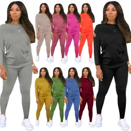 Kvinnor Vinter Tracksuits Två Piece Byxor Set Ladies Solid Färg Långärmad Outfits Sexig Casual Fashion Off Shoulder Plus Storlek Kläder S-XXXXL