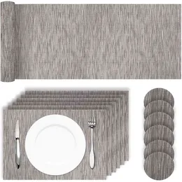 30x180cm PVC Table Runner Set Dining Mat Waterproof Non-slip Placemats Coffee Flag Home Decor Wedding camino de mesa 210628