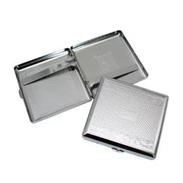 Metal Cigarette Case Embossed Cigarettes Box Rostfritt stål 95 * 87mm 20PCS Regular Boxes Tobacco Holder A02