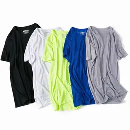 ソリッドタンクトップ男性トレーニングフィットネススポーツクイックドライランニングジム服半袖薄型OネックTシャツ男性カジュアルアンダーシャツ210524