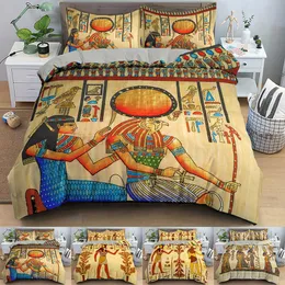 エジプトの寝具セット古代エジプト文明布団カバーキャラクターホームテキスタイル寝具2 / 3pcs 210615
