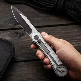 New 815F Survival Folding Knife 9Cr13Mov Black Oxide + Wire Drawing Drop Point Blade Aluminum Alloy Handle EDC Pocket Knives With Nylon Bag