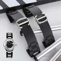 20 * 10mm (klamra 18mm) Watchband silikonowy metalowy pasek do balonu zegarek 21 chronoscaph W10198U2 W10125U2 W10197U2 W10184U2 guma H0915