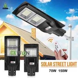 All in one Solar Powered Light LED Street Lamps 70W 150W high brightness 5730SMD IP66 Waterproof Outdoor lighting for Plaza Garden