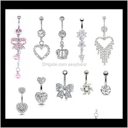 Nabel Bell Button Ringe Körperschmuck Drop Lieferung 2021 Mcs10-003 Mix 10 Styles für 20 Stück Bauchring Seastar Hand 14Ga 11 Länge 5 mm Kugel