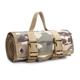 Tactical Roll-Up Strzelca Maty Wodoodporna Lekka Nylonowa tkanina Outdoor Polowanie Molle Non-wyściełana Mata Składana kempingowa Mata podłogowa Y0706