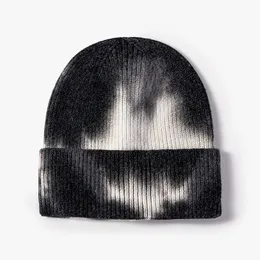 Tie Dyed Knitted Caps Women's Outdoor Hip Hop Warm Brimless Cold Hat Men's Wool Hats