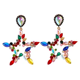 Star Colorful Crystal Drop Dangle Earrings Rhinestone Hangle Statement Earring Luxury Ear Ring for Women Jewelry Accessories