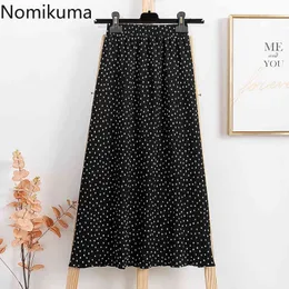 Nomikuma Gonne in chiffon a pois Donna Stretch A vita alta Gonna longuette A Line Donna Chic Casual Vita quotidiana Faldas Mujer 210514