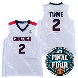 2021 Finals Four 4 Gonzaga Bulldogs College Basketball Jersey NCAA 2 Drew Timme Vit Navy Alla Stitched och Broderi Män Ungdomsstorlek