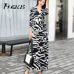 Summer Bohemian Print Long Dress Women Casual Mid-Calf Split V Neck Boho es Female A Line Maxi Beachwear sukienki 210520