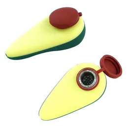 Pipe à tabac Tuyaux d'avocat en silicone avec bol en verre, brûleur de cire pour plate-forme pétrolière, longueur 3.9"