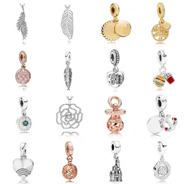 NEW 2021 100% 925 Sterling Silver Gem Rose Pendant Fit DIY Original Bracelet Fshion Jewelry Gift