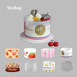 StoBag Birthday Cake Hard Rim Transparent Baking Mousse Cake Cartoon Korean Soft Decoration DIY Cake Decorating Tools 6/7/8/10cm 210602