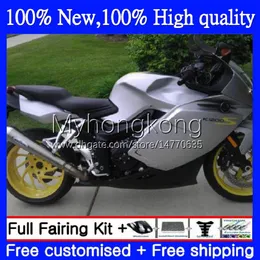 BMW K1200-S K1200 S K1200S 2005 2006 2007 200 2009 2010 Vücut 4NO.70 K 1200S 05-10 K-1200S K 1200 Glass Gümüş S 05 06 07 08 09 10 Tam Pişirme Kiti