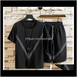 Tracksuits Clothing Apparel Drop Delivery 2021 Fashion Sleeve Set Mens T Shirt + Short Pants Men Summer Tracksuit Casual O Neck Tee Shirts Ni