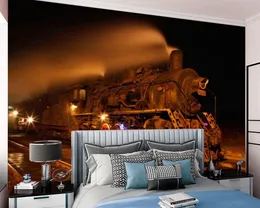 Retro Old Train 3d Wallpaper Living Room Bedroom Kitchen Classic Home Decor Painting Mural Wallpapers Wall Covering