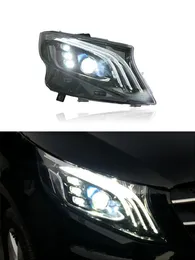 Bil LED -huvudbelysning för Benz Vito Head Lamp Drl Turn Signal Brake Fog Light V260 Angel Eye Projector Lens