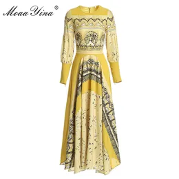 Fashion Designer dress Spring Autumn Women's Dress Lantern sleeve Vintage Print Vacation Dresses 210524