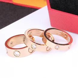 Aço inoxidável na moda Rosa ouro anel de amor para mulheres homens casal CZ cristal banda anéis de luxo novo presente de casamento jóias