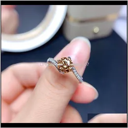 BiżuteriaMeibapj 1 Żółty MOISSANITE DIAMONE Trend Pierścień dla kobiet 925 Sterling Sier Fine Wedding Jewelry Klaster Pierścionki Drop Dostawa 2021 FaW5