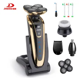 Jinding Şarj Edilebilir Tüm Vücut Yıkama Elektrikli Tıraş Makinesi 5D Yüzer Kafa Tıraş Makinesi Erkekler Için Su Geçirmez Elektrikli Razor D40 P0817