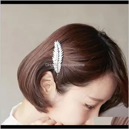 Klipsy Barrettes Biżuteria Dostawa 2021 Projekt mody Pióro spinki do włosów z przezroczystą linią złota lub sieru na kobiety klip do włosów ghqt