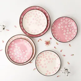 Sakura mönster keramik middag s köksplattor frukt efterrätt kaka rätter mellanmål stek sushi tallrik servering maträtt