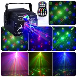 DJ Disco Laser Lighting LED Sound Aktiverad RGB Party Light 64 Mönster Strobe Projektor Stage Lampa för Familj Bröllopsfält