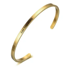 Bangle 8pcs / design Anpassa personliga gåvor ID Bangles för älskare gravnamn Rostfritt stål Mantra Armband