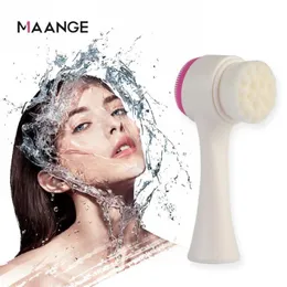Maange Doppelseitige Silikon-Gesichtswaschbürste, Gesichtsreiniger, tragbares 3D-Reinigungsvibrationsmassage-Hautpflegewerkzeug