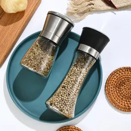 Sublimationsfabriker Manuell kvarn Abrader Jar Kök Tillbehör Justerbar Salt Spice Pepper Shakers Glass Body Seasoning Bottle