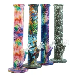 Hookahs Glow in the dark 14'' Straight Hookah Bong Water Pipes Smoking Pipe Dab Rig Shisha Printed