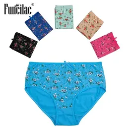 Plus Size Women's Panties Sexy Female Underwear Floral Print Girls Briefs Lace Intimates for Women Ladies 5 Pcs/Lot FUNCILAC 210730