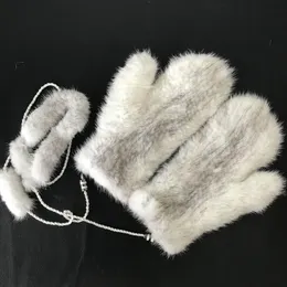 Guanti senza dita Magicfur - Guanti da donna lavorati a maglia in vera pelliccia da 1 pezzo