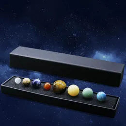 Novelty Items 8Pcs Solar System Eight Planets Crystal Agate Jade Material Planet Ore Specimen Box Ball Pendulum Gift Packaging Good Gifts