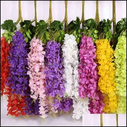 Dekorativa Blommor Kransar Festivt Party Supplies Hem Garden 12PCs Kunstmatige Wisteria Bloemen Nep Wijnstok Ratta Opkno Garland Zijden s