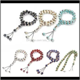 Anklets Jewelry Drop Delivery 2021 무슬림기도 구슬 둥근 구슬 묵주인 이슬람 Tasbeeh Scriptures Tasbih 예배 Jewerly tbvrd