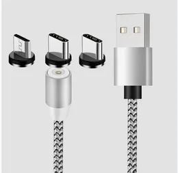 3w1 magnetycznych kabli telefonicznych ładowarka 2A Nylon szybki przewód ładujący typu C kabel Micro USB do Smartphone Samsung
