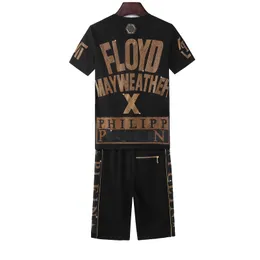 23S Designer Män Träningsoveraller Shorts T-shirts Man T-shirts korta byxor Floyd MAYWEATHER 50TH Guld Hot drilling obesegrad upplaga av Philipp Kortärmade Klädset