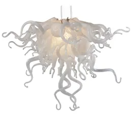 Classic BLOWS Glass Chandelier Hängsmycke Lampor LED Lighting Fixture Vitfärgade ljus för sovrum Hotel Lobby Decor 20 med 16 tum