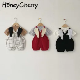 Baby of Summer Outfit Lovely Angel Wing Back Belt Knickers Girls Jumpsuit Baby Sticka Overaller 210701