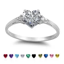 Huitan Mood Ring with Lovely Heart Design Brilliant CZ Prong Setting Silver Plated Best Christmas New Year Gift Rings for Women X0715