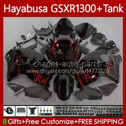 OEM Body + Tank för SUZUKI HAYABUSA GSXR 1300CC GSXR-1300 1300 CC 1996 2007 74NO.74 GSX-R1300 GSXR1300 96 97 98 99 00 01 GSX R1300 02 03 04 05 06 07 Fairing Kit Black Red Blk